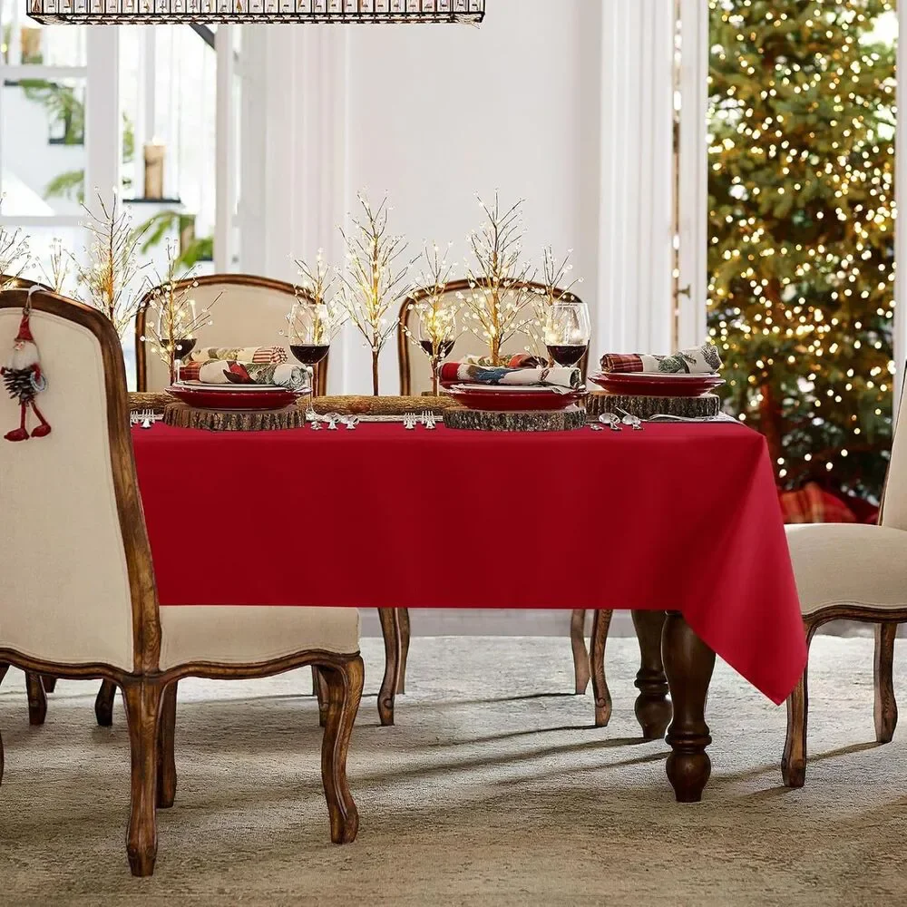 2 Pack Red Tablecloth 60 x 84 Inch, Rectangle, Washable, Polyester